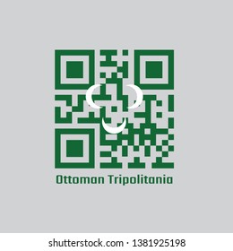 QR code set color of Ottoman Tripolitania 18th century flag, Three white crescent on green.