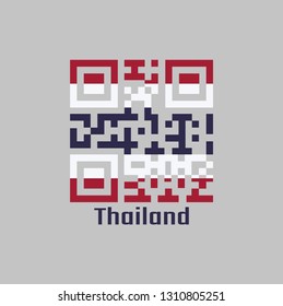 QR code set the color of Thai flag. blue red and white color in grey background with text Thailand.