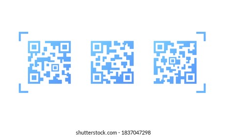 QR code set isolated on a white background. Realistic concept for smartphone. Flat style vector illustration. Icons, signs and symbols. Modern simple style.