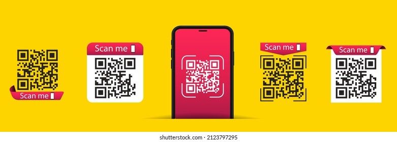 QR code set. Scan qr code icon. Template scan me Qr code for smartphone. QR code for mobile app, payment and phone. Vector illustration.
