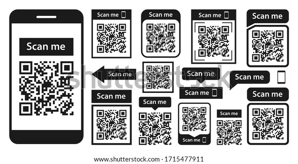 Qr Code Set Scan Qr Code Stock Vector (Royalty Free) 1715477911