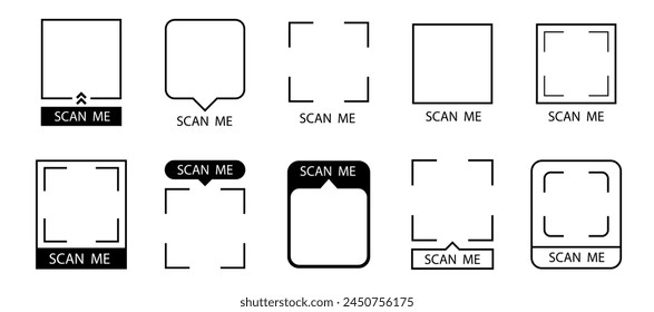 QR code set. Scan Me. Scan qr code icon. Template of frames for QR code with text - scan me. Vector illustration.