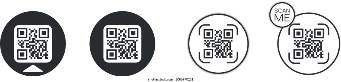 QR code set. Template of frames with text - scan me and QR code for smartphone, mobile app, payment and discounts. Quick Response codes. Vector illustration
