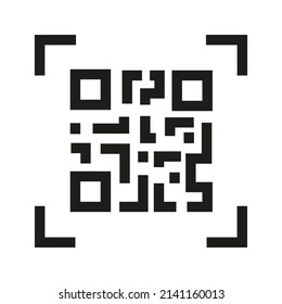 Icono de signo de código Qr en estilo de esquema en fondo blanco