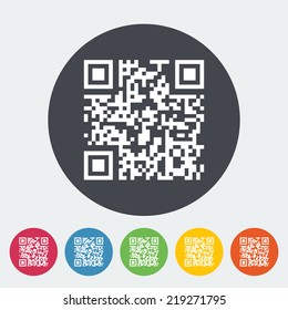 QR code. Single flat icon on the circle. Vector illustration.