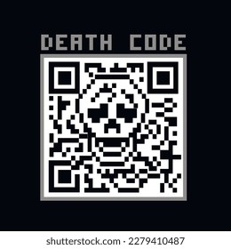 A qr code with a skull on it, vintage design t shirts
