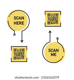 qr code for smart phone. scan me inscription with smartphone icon. qr code for payment. eps 10 vector