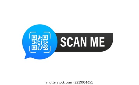 QR code for smartphone. Caption scan me with smartphone icon. QR code for payment isolated on white background. Vector illustration