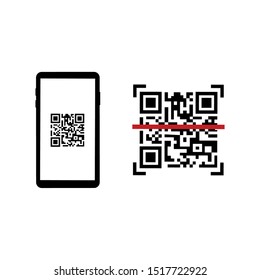	
QR code for smartphone. Inscription scan with smartphone icon. Qr code for payment. Vector illustration