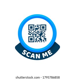 QR code for smartphone. Inscription scan me with smartphone icon. Qr code for payment. Vector illustration