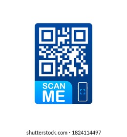 QR code for smartphone. Inscription scan me with smartphone icon. Qr code for payment. Vector illustration