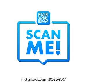 QR code for smartphone. Inscription scan me with smartphone icon. Qr code for payment. Vector illustration.