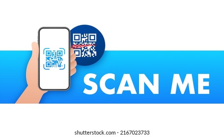 Código QR para smartphone. La inscripción me escanea con el icono del smartphone. Código Qr de pago. Ilustración del vector