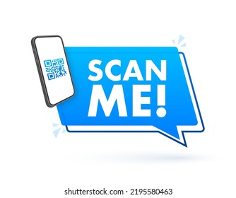 QR code for smartphone. Inscription scan me with smartphone icon. Qr code for payment. Vector illustration