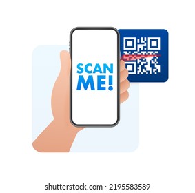 QR code for smartphone. Inscription scan me with smartphone icon. Qr code for payment. Vector illustration