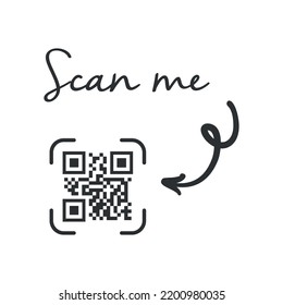QR code for smartphone. Inscription scan me with smartphone icon. Qr code for payment. Vector.
