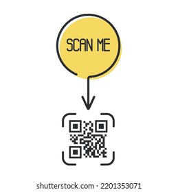 QR code for smartphone. Inscription scan me with smartphone icon. Qr code for payment. Vector.