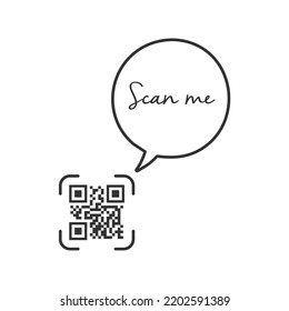 QR code for smartphone. Inscription scan me with smartphone icon. Qr code for payment.