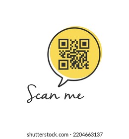 QR code for smartphone. Inscription scan me with smartphone icon. Qr code for payment.