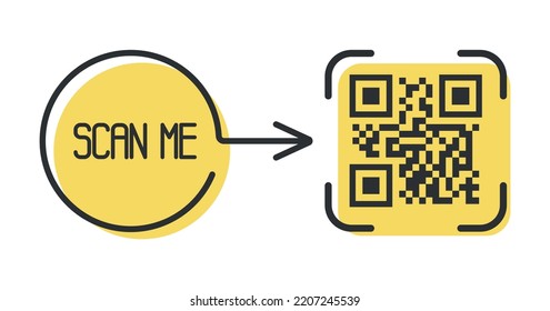 QR code for smartphone. Inscription scan me with smartphone icon. Qr code for payment. Vector.