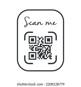 QR-Code für Smartphone. In der Einschreibung scannen Sie mich mit dem Smartphone-Symbol. Qr-Code für die Zahlung. Vektorgrafik.