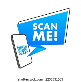 Código QR para smartphone. La inscripción me escanea con el icono del smartphone. Código Qr de pago. Ilustración del vector