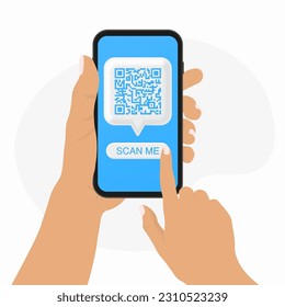 QR code for smartphone. Inscription scan me with smartphone icon. Qr code for payment. Vector illustration. 