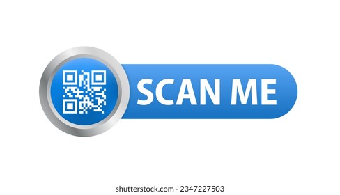 QR code for smartphone. Lettering scan me with smartphone icon. QR code for mobile app, payment and identification. Vector illustration