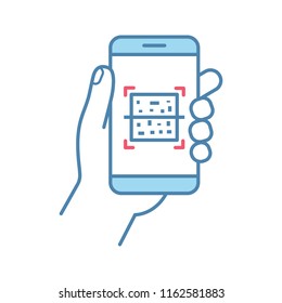 QR Code Smartphone Scanner Color Icon. Quick Response Code. Matrix Barcode Scanning Mobile Phone App. Isolated Vector Illustration