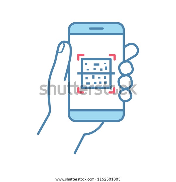 Qrコードスマートフォンスキャナの色のアイコン クイック応答コード マトリックスバーコードスキャン携帯電話アプリ 分離型ベクターイラスト のベクター画像素材 ロイヤリティフリー