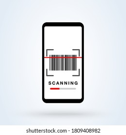 QR code smartphone scanner linear icon. Mobile barcode reader. Electronic digital payment with smartphone.Vector design for website. Simple modern icon design illustration.