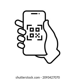 QR Code Smartphone Scanner Linear Icon. Vector Illustration. Eps 10.