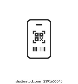 QR code and smartphone. Simple vector icon.