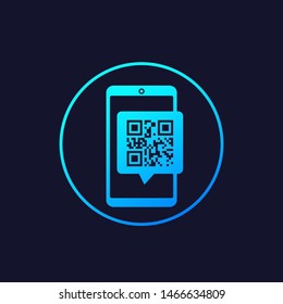 QR code and smartphone vector icon