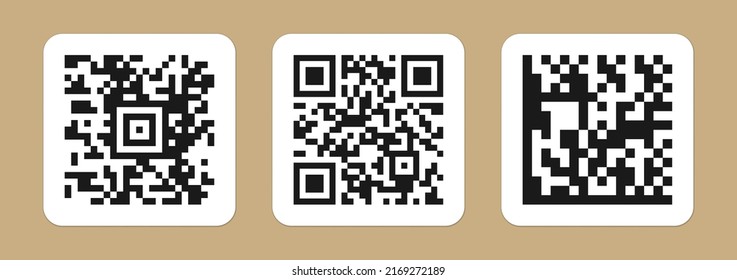QR Code sticker. 2D code pattern on isolated background. Vector illustration