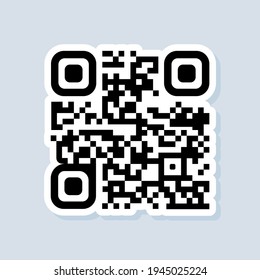 QR code sticker. QR code for smartphone. Inscription scan me with smartphone icon. For digital payment concept. Vector on isolated white background. EPS 10.