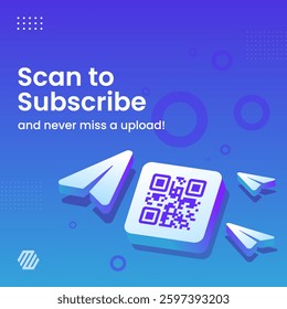 QR Code Subscription Banner – Modern Digital Promotion Ad Vector Design for Social Media, Marketing, and Engagement