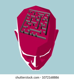 The QR code symbol above the head, Form a labyrinth.