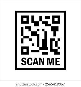 QR code symbol, scan me on white isolated background. minimalistic qr code icon.