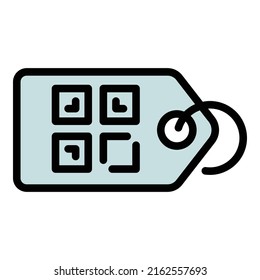 vector de contorno de icono de etiqueta de código Qr. Escaneo móvil. Código de barras de teléfono