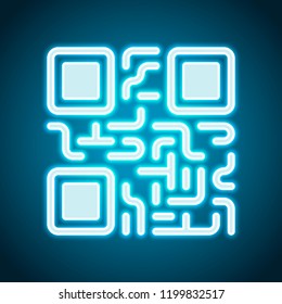 QR code. Technology icon. Neon style. Light decoration icon. Bright electric symbol