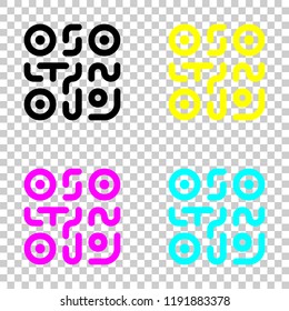 QR code. Technology icon. Simple logo. Colored set of cmyk icons on transparent background