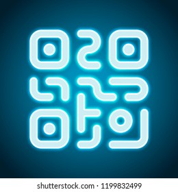 QR code. Technology icon. Simple logo. Neon style. Light decoration icon. Bright electric symbol