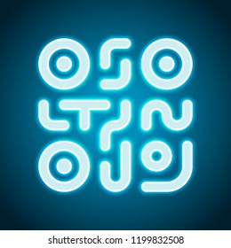 QR code. Technology icon. Simple logo. Neon style. Light decoration icon. Bright electric symbol
