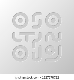 QR code. Technology icon. Simple logo. Paper design. Cutted symbol. Pitted style
