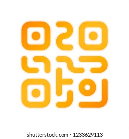 QR code. Technology icon. Simple logo. Orange sign with low light on white background