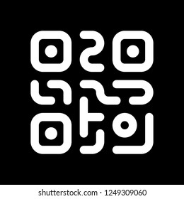 QR code. Technology icon. Simple logo. White icon on black background. Inversion