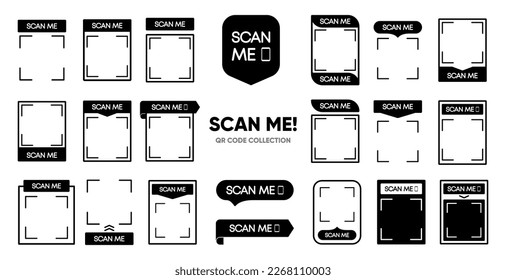 Qr code template collection. Scan my tag for payment. QR code mockup. Barcode smartphone id. Mobile phone barcode banner. Vector illustration.