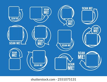 Qr code template set. Scan me icon for payment. QR code mockup Symbol. Vector illustration