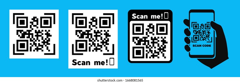 QR code and text scan me, vector icon on white background.